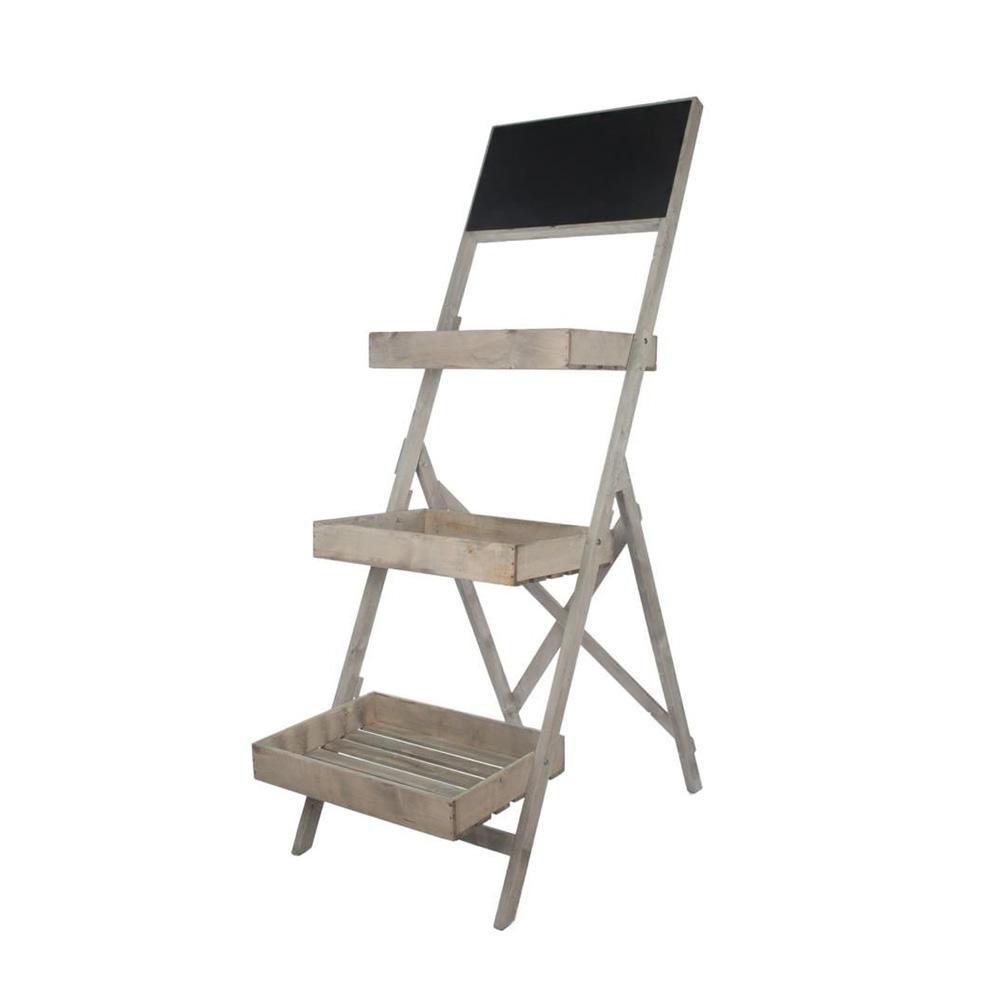 SCAFFALE LEGNO 43X65X190 CM 3 RIPIANI C/LAVAGNA NATURALE WASH