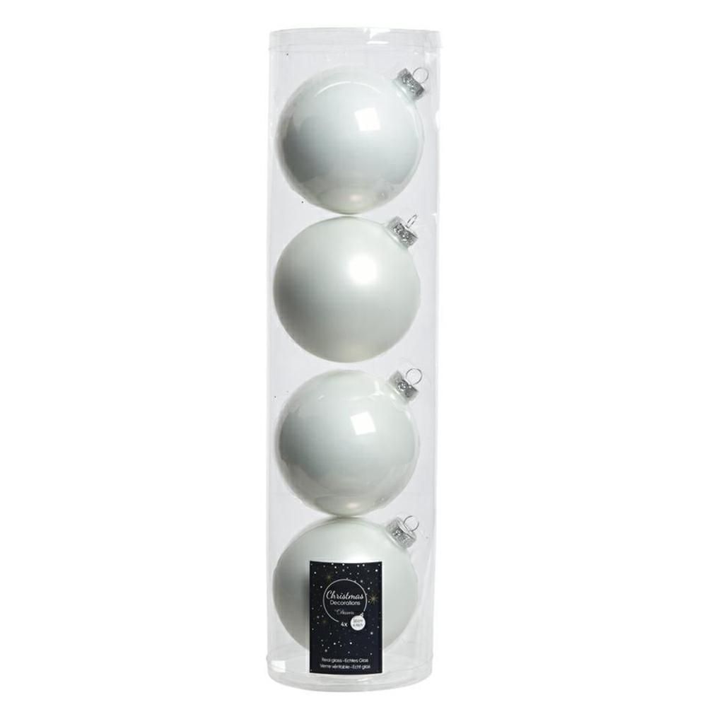 SET 4 SFERE VETRO MM.100 LUCIDO/SATINATO BIANCO PERLA SET 4 SFERE VETRO MM.100 LUCIDO/SATINATO BIANCO PERLA