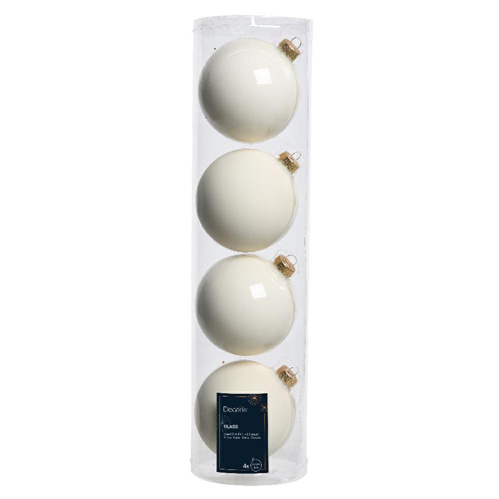 SET 4 SFERE VETRO MM.100 LUCIDO/SATINATO BIANCO LANA SET 4 SFERE VETRO MM.100 LUCIDO/SATINATO BIANCO LANA
