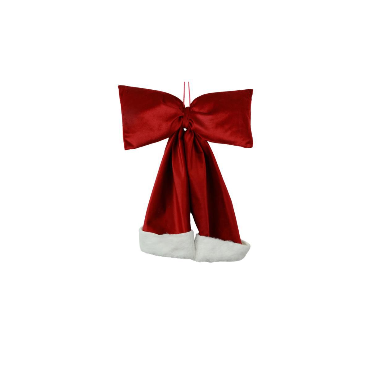 FIOCCO VELLUTO C/ECOPELLICCIA 27X33 CM ROSSO/BIANCO