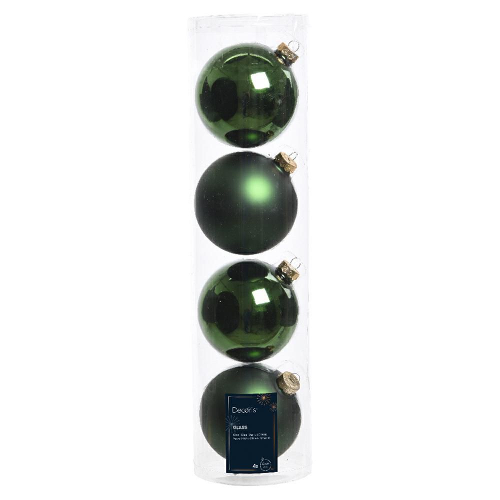 SET 4 SFERE VETRO MM.100 LUCIDO/SATINATO VERDE SET 4 SFERE VETRO MM.100 LUCIDO/SATINATO VERDE