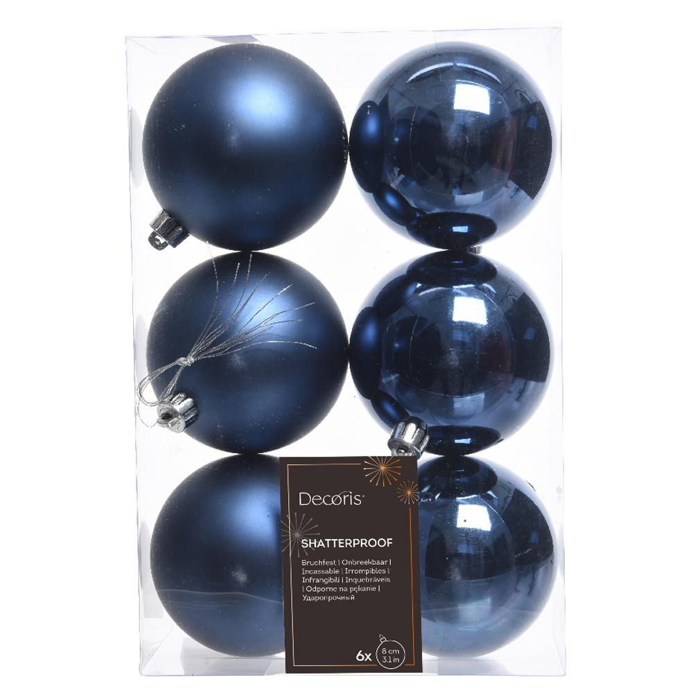 SET 6 SFERE POLY MM.80 ASS. LUCIDO/SATINATO BLU SCURO SET 6 SFERE POLY MM.80 ASS. LUCIDO/SATINATO BLU SCURO