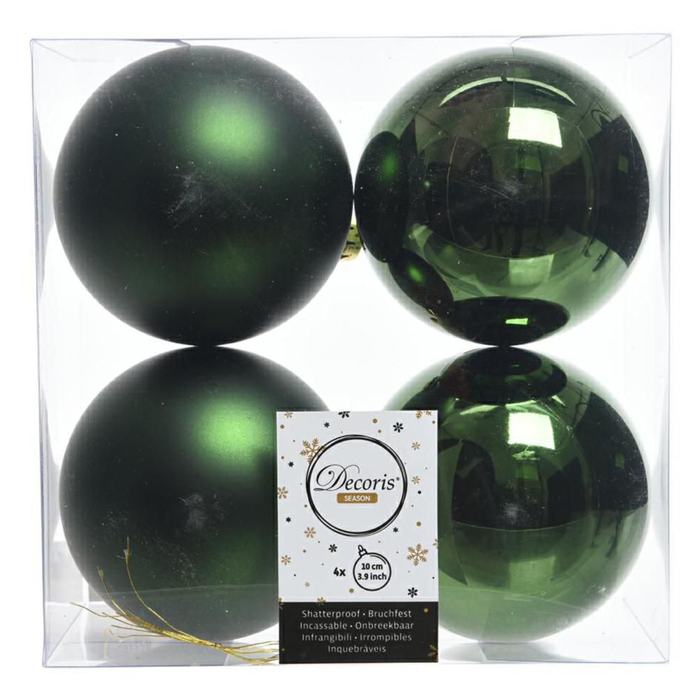 SET 4 SFERE POLY MM.100ASS. LUCIDO/SATINATO VERDE BOSCO