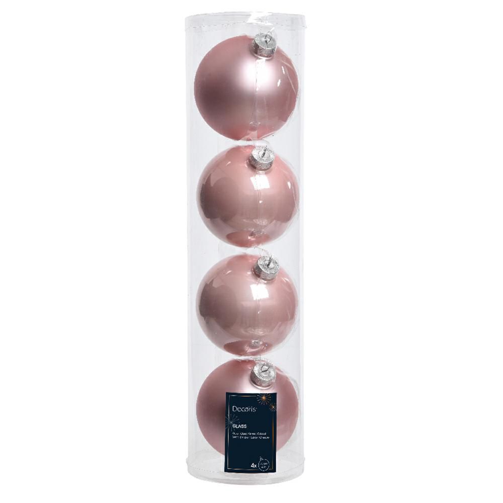 SET 4 SFERE VETRO MM.100 LUCIDO/SATINATO ROSA CIPRIA