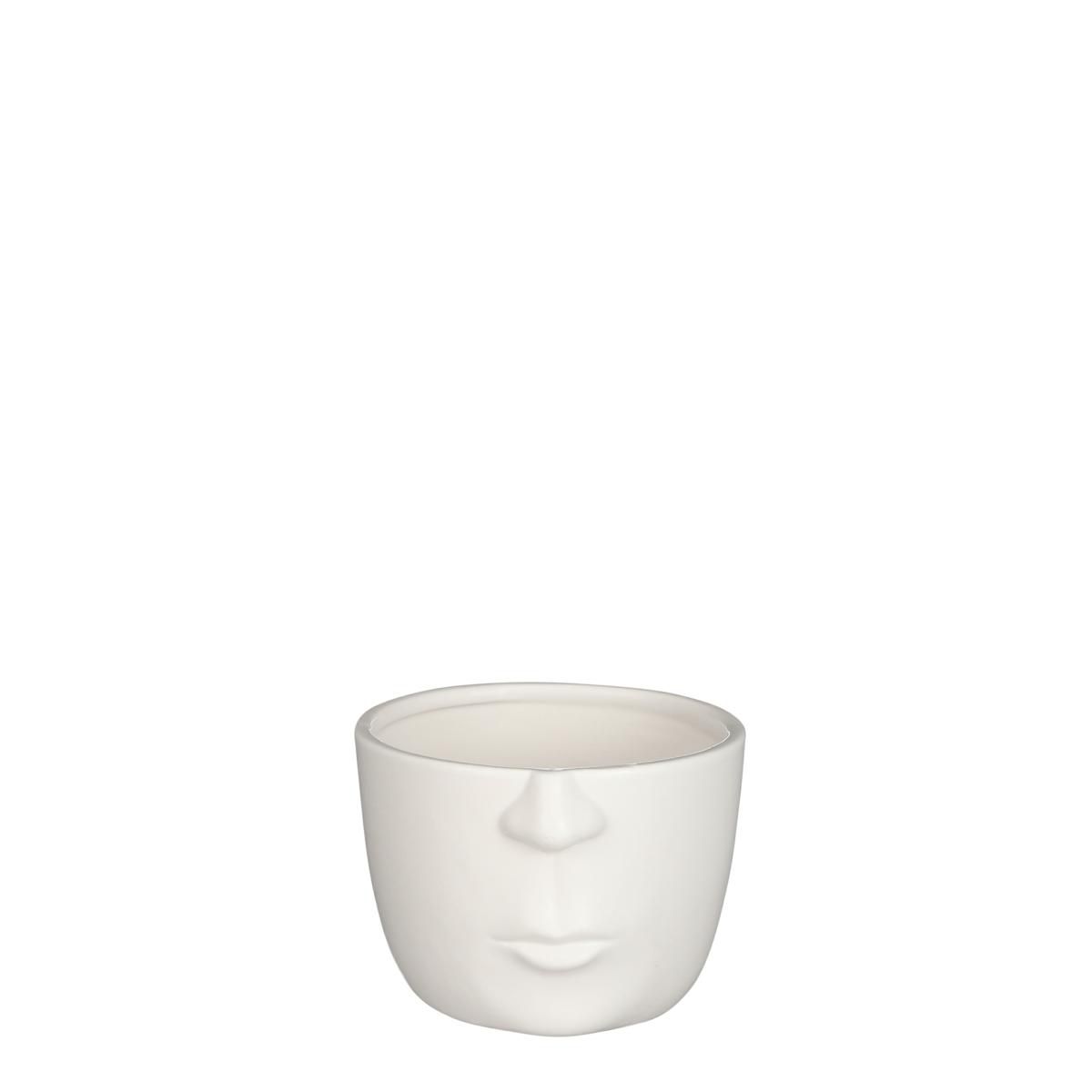 TESTA VASO CERAMICA 13,5X13 CM H.9,5 CM -FACE- BIANCO