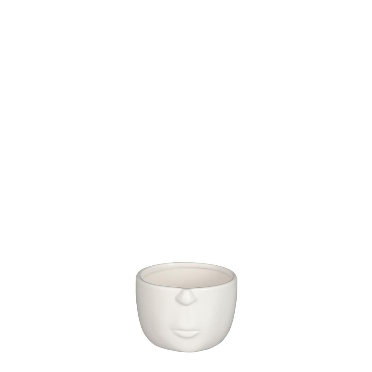 TESTA VASO CERAMICA 11X10 CM H.7 CM -FACE- BIANCO