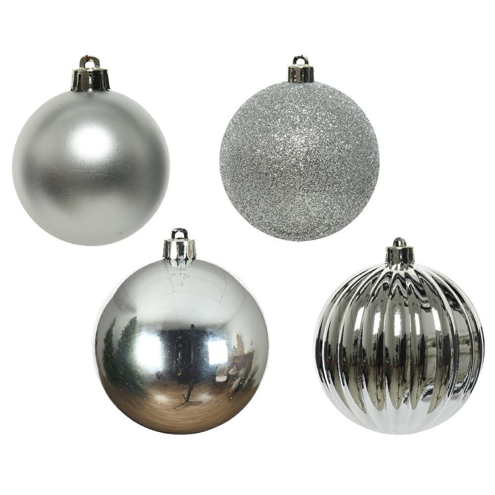 SET 4 SFERE POLY MM.100LUCIDO/SATINATO/GLITTER ARGENTO SET 4 SFERE POLY MM.100LUCIDO/SATINATO/GLITTER ARGENTO