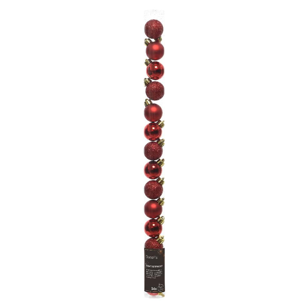 SET 14 SFERE POLY MM.30ASS. LUCIDO/SATINATO/GLITTER ROSSO