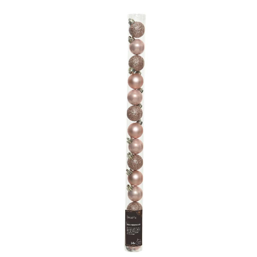 SET 14 SFERE POLY MM.30ASS. LUCIDO/SATINATO/GLITTER ROSA CIPRIA