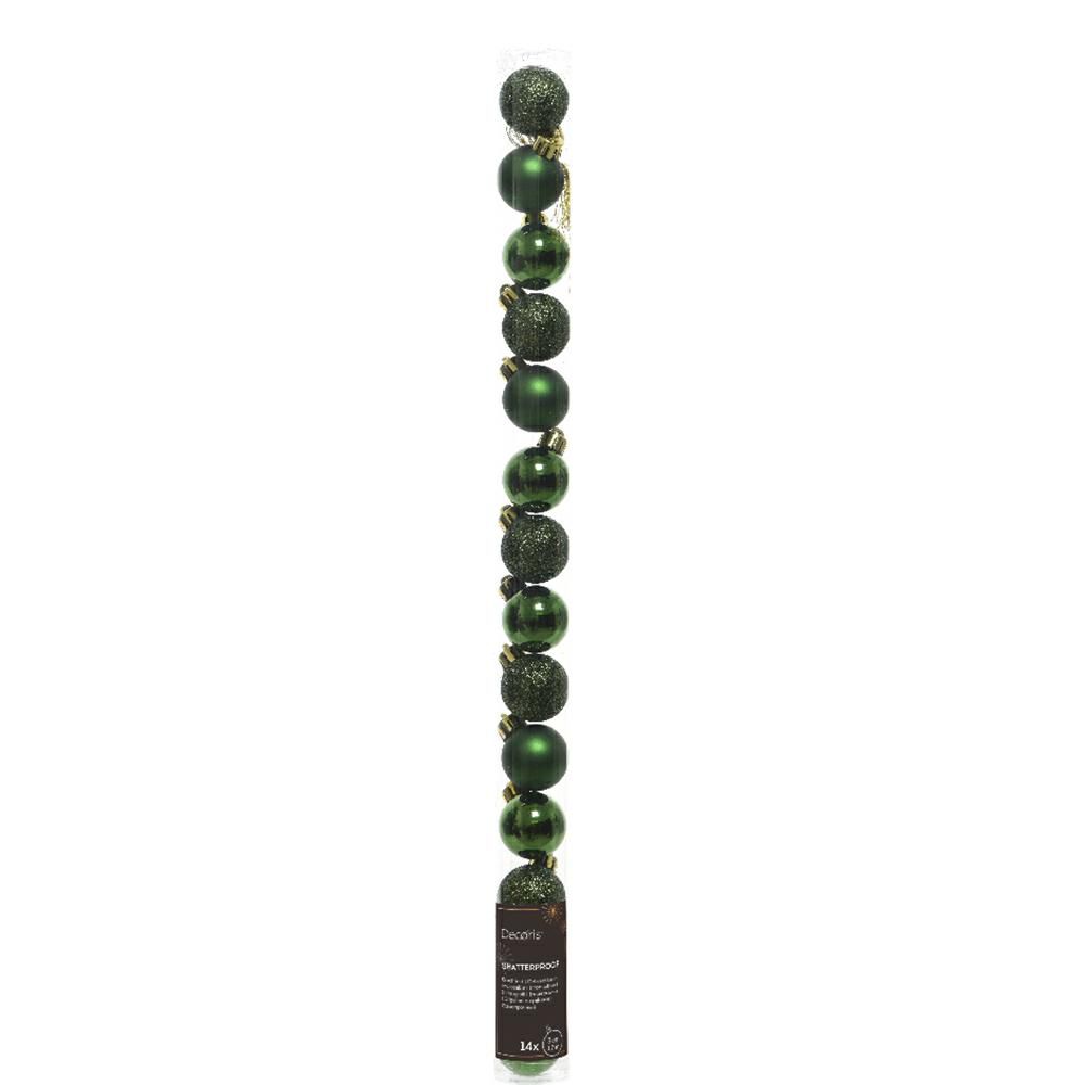 SET 14 SFERE POLY MM.30ASS. LUCIDO/SATINATO/GLITTER VERDE
