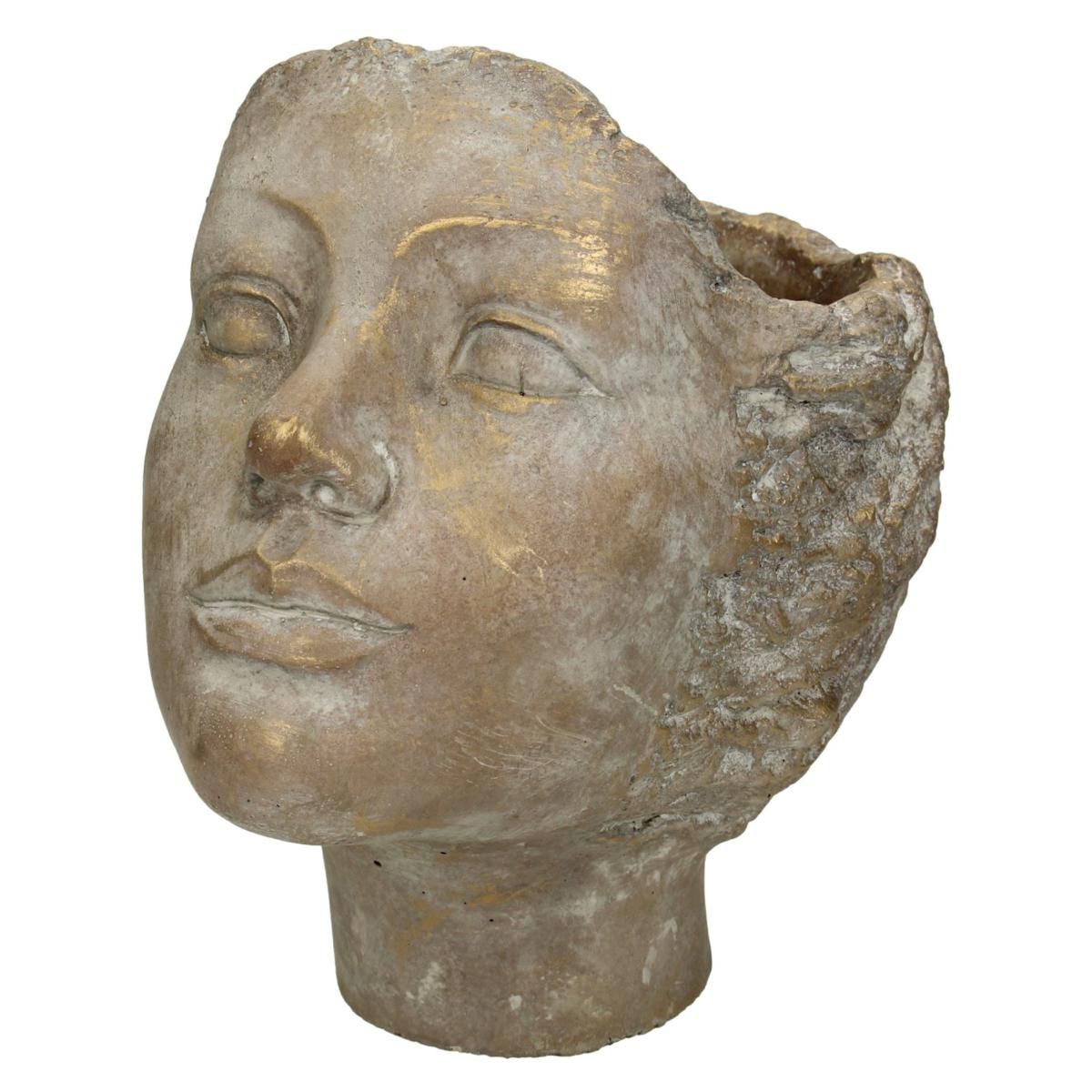 TESTA DONNA VASO CEMENTO 19X15 CM H.19 CM ORO