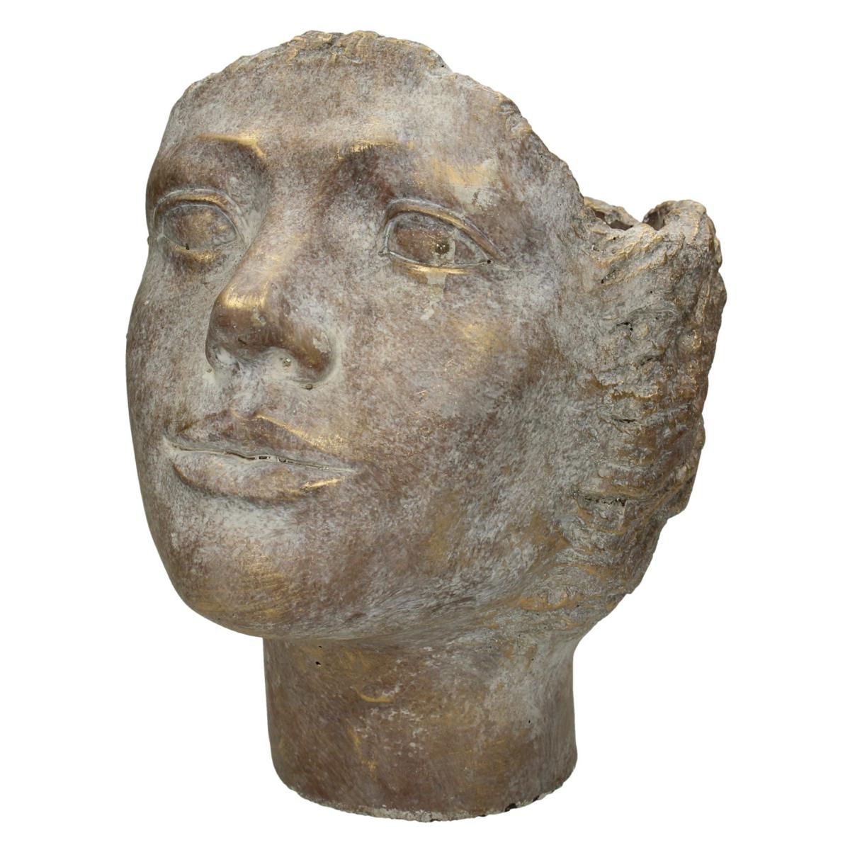 TESTA DONNA VASO CEMENTO 23X18 CM H.24 CM ORO