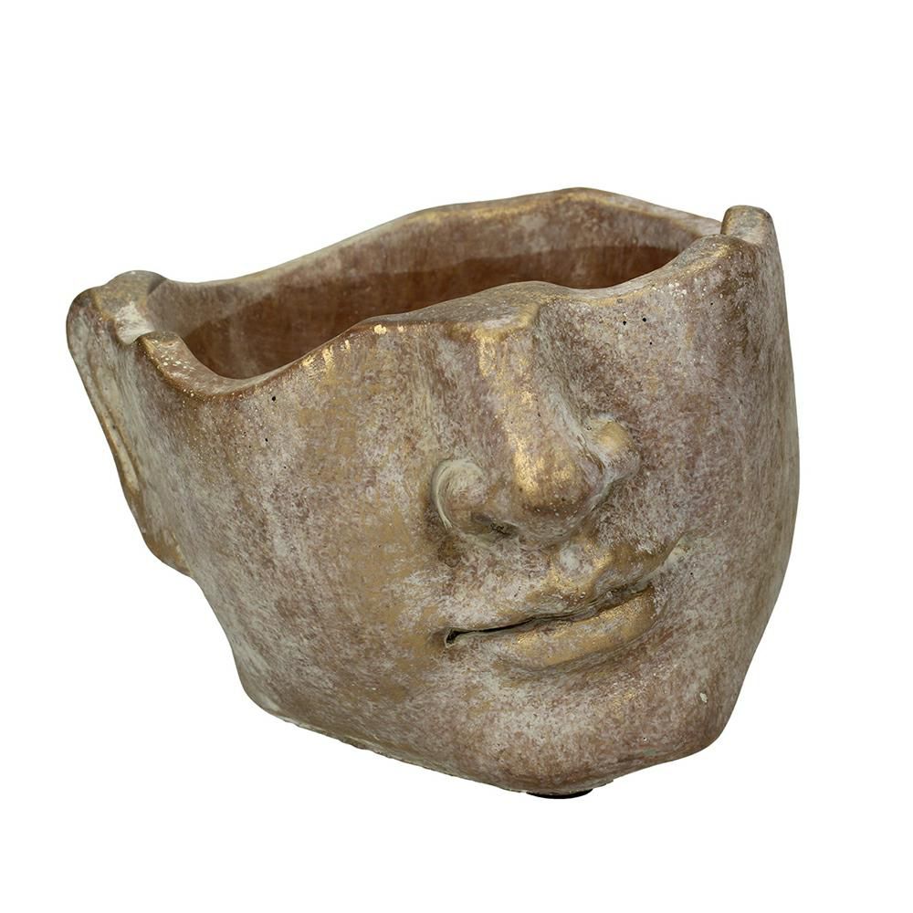 TESTA UOMO VASO CEMENTO16,5X15 CM H.11,5 CM ORO