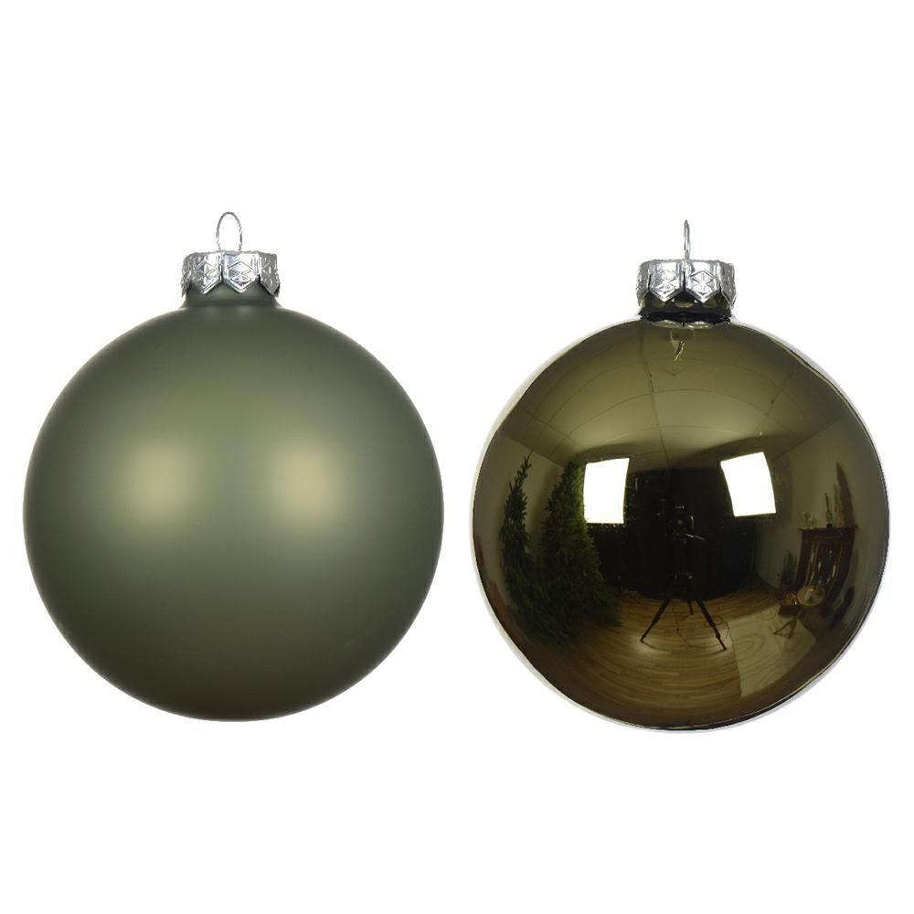 SET 4 SFERE VETRO MM.100 LUCIDO/SATINATO VERDE CHIARO