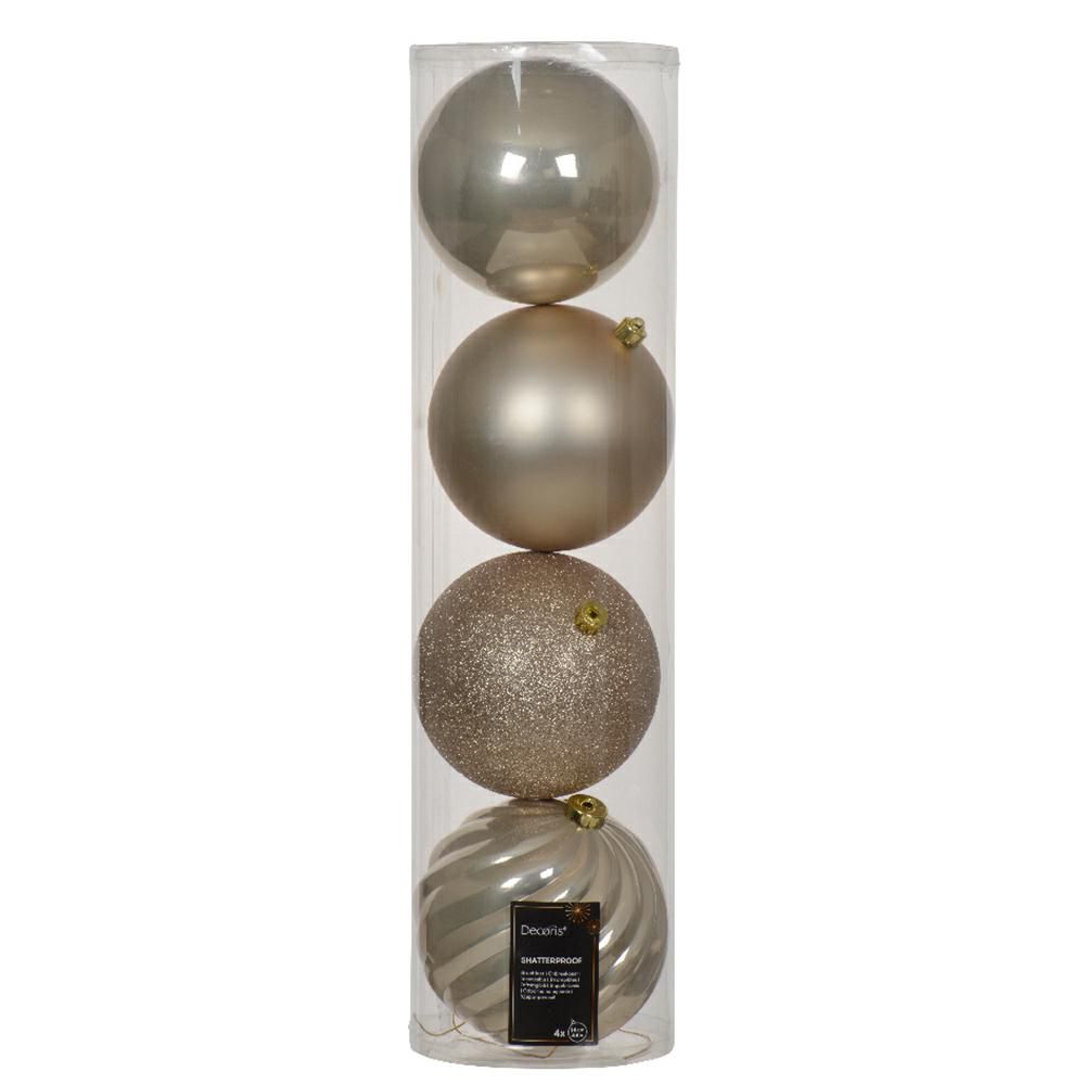 SET 4 SFERE POLY MM.140LUCIDO/SATINATO/GLITTER PERLA