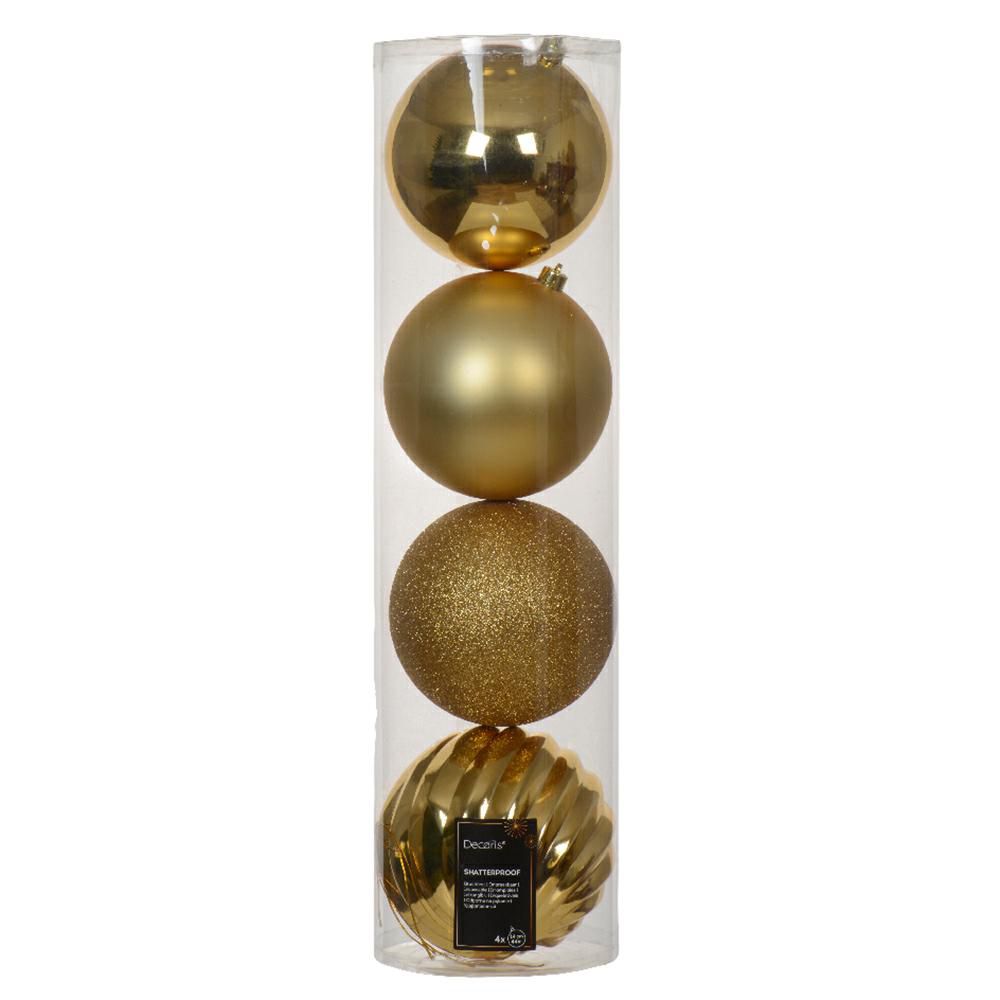 SET 4 SFERE POLY MM.140LUCIDO/SATINATO/GLITTER ORO