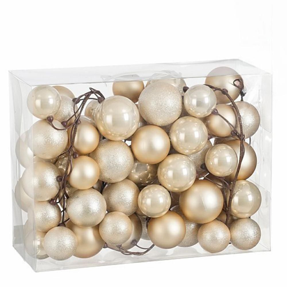 GHIRLANDA SFERE POLY H.180 CM LUCIDO/SATINATO CREMA GHIRLANDA SFERE POLY H.180 CM LUCIDO/SATINATO CREMA