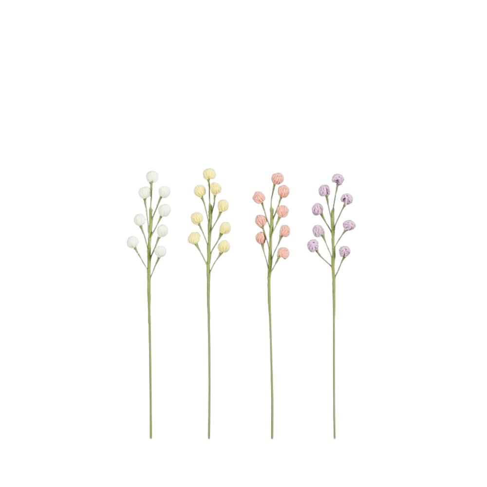 SET 4 FIORI BACCA IN COTONE BIANCO/GIALLO/ROSA/LILLA