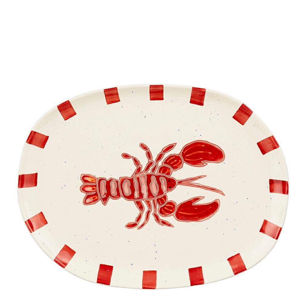 VASSOIO OVALE CERAMICA 40,5X31 CM H.3 CM -ARIANE- BIANCO/ROSSO