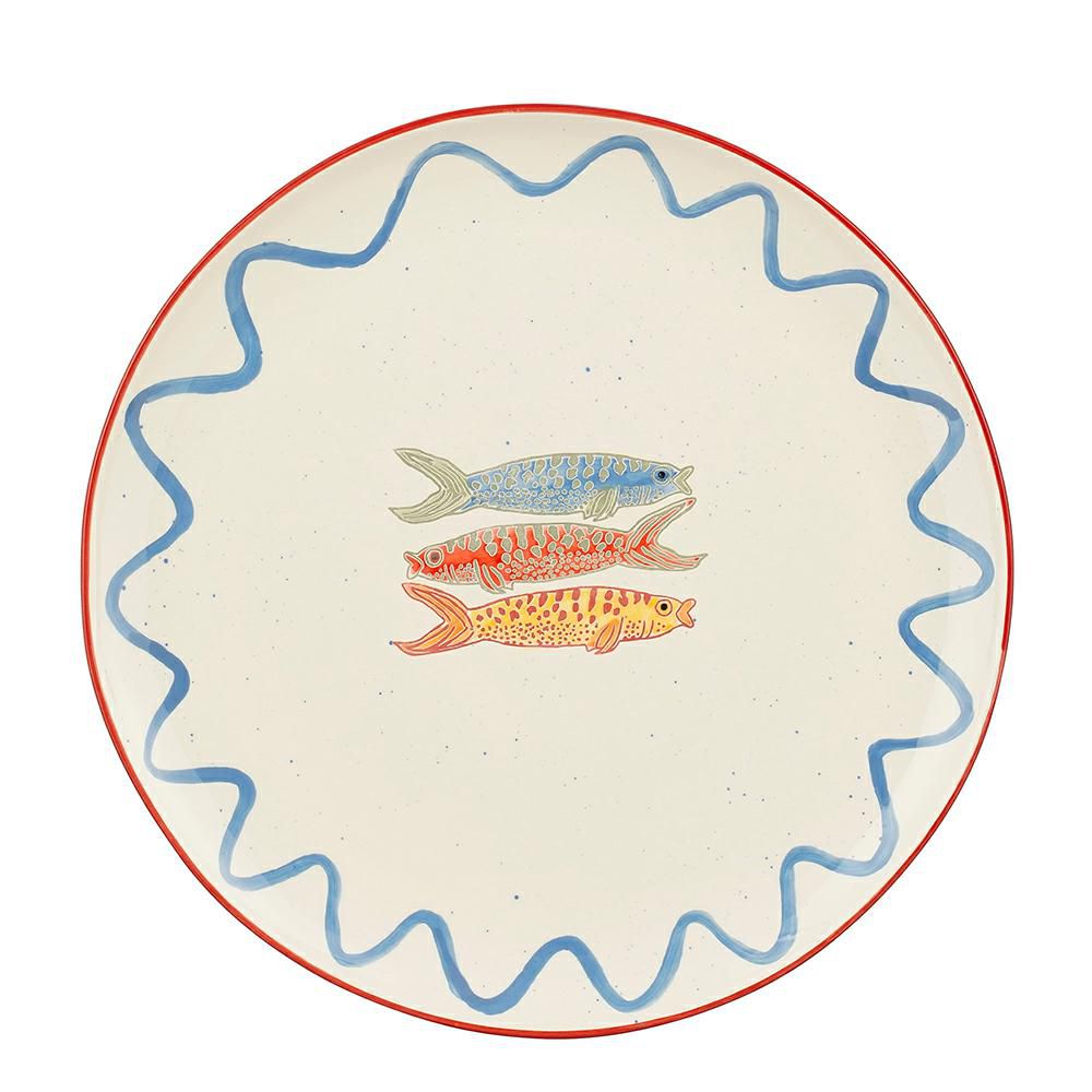 PIATTO CERAMICA D.35 CMH.3 CM -ARIANE- BIANCO/ROSSO/BLU PIATTO CERAMICA D.35 CMH.3 CM -ARIANE- BIANCO/ROSSO/BLU
