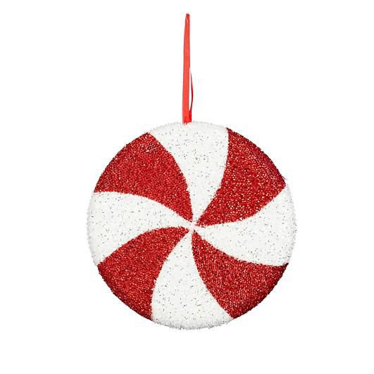 ORNAMENTO CIRCOLARE D.23 CM D/APPENDERE ROSSO/BIANCO ORNAMENTO CIRCOLARE D.23 CM D/APPENDERE ROSSO/BIANCO