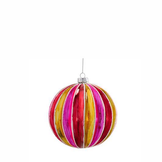SFERA VETRO STRISCE MM.150 BIANCO/FUCSIA/GIALLO SFERA VETRO STRISCE MM.150 BIANCO/FUCSIA/GIALLO