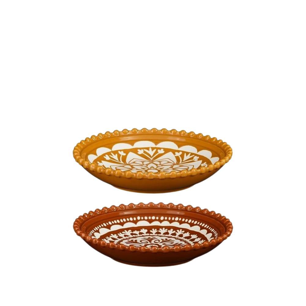 SET 6 BOWL CERAMICA D.19,5 CM H.4 CM -LAYLA- OCRA/TERRA
