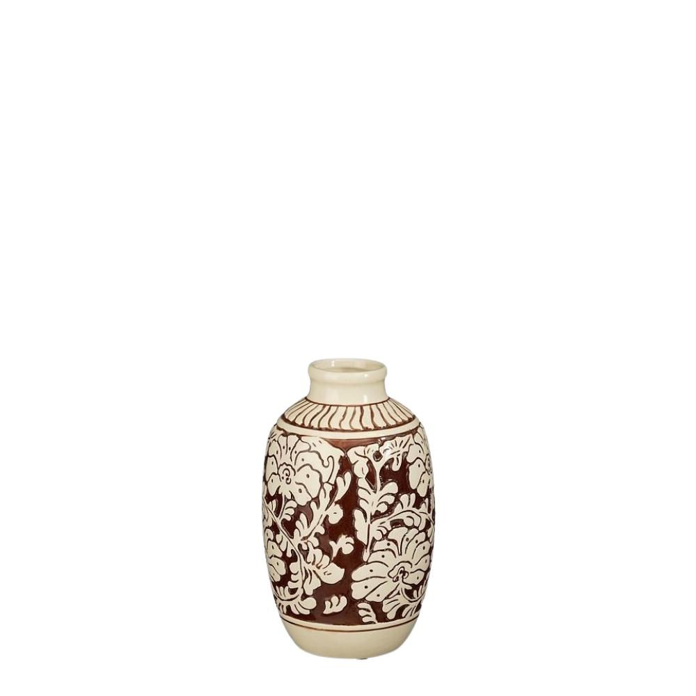 VASO CERAMICA D.13,5 CMH.22,5 CM -AYLIN- CREMA/BORDEAUX VASO CERAMICA D.13,5 CMH.22,5 CM -AYLIN- CREMA/BORDEAUX