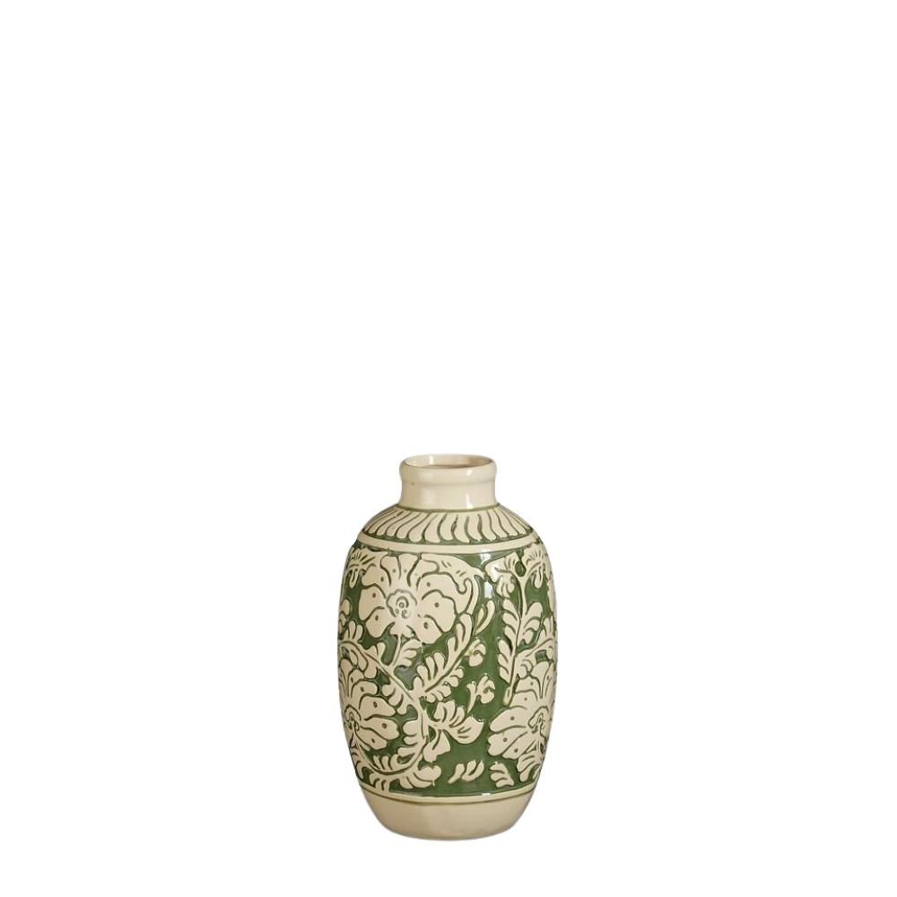 VASO CERAMICA D.13,5 CMH.22,5 CM -AYLIN- CREMA/VERDE VASO CERAMICA D.13,5 CMH.22,5 CM -AYLIN- CREMA/VERDE