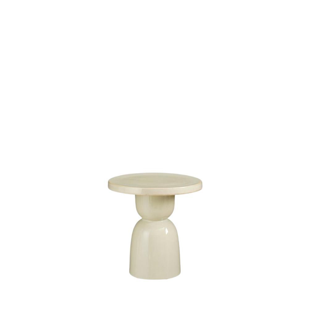 TAVOLO CERAMICA D.40 CMH.40 CM -JAEL- CREMA
