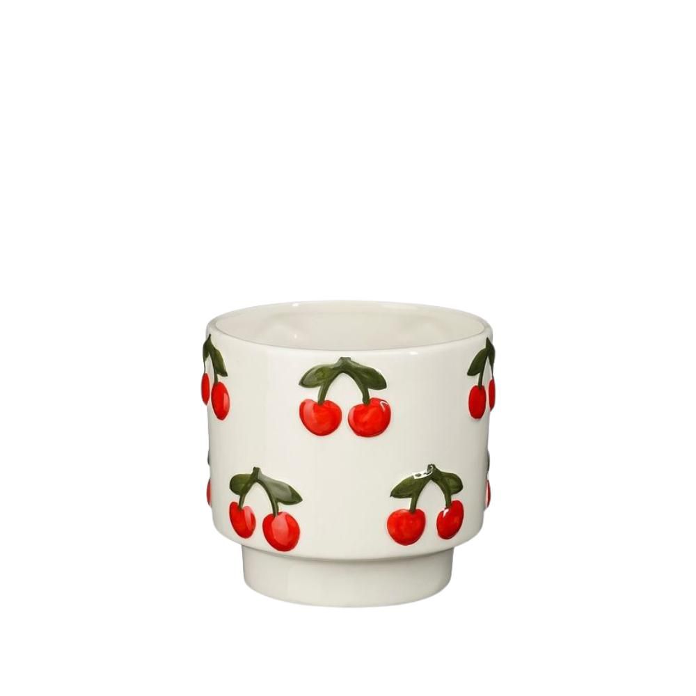 VASO CERAMICA D.12,5 CMH.11 CM -CHERRY- BIANCO/ROSSO/VERDE VASO CERAMICA D.12,5 CMH.11 CM -CHERRY- BIANCO/ROSSO/VERDE