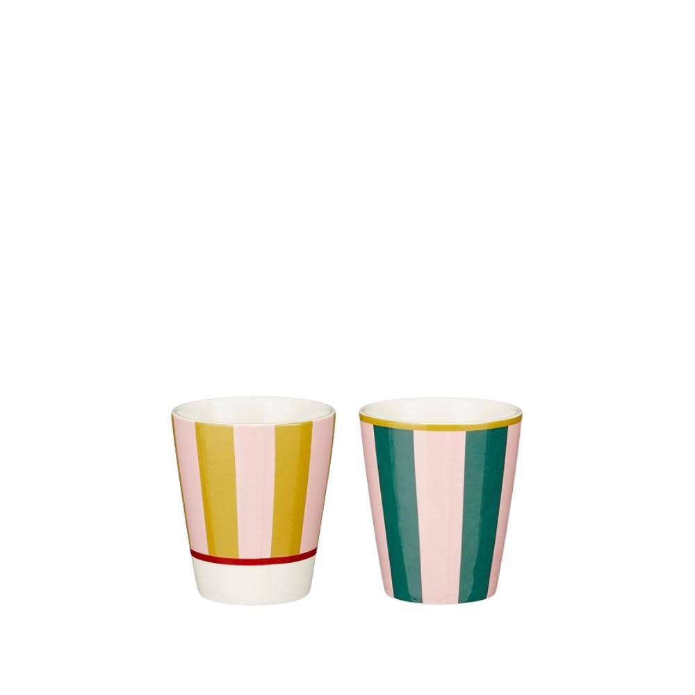 SET 2 TAZZE MUG PORCELLANA D.8 H.9,5CM-LISSY-BIANCO/GIALLO/VERDE