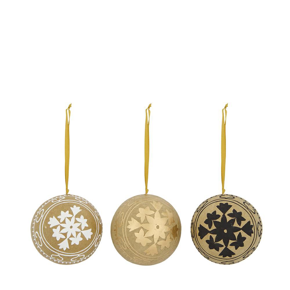 SET 3 SFERE CARTAPESTA MM.100 NATURALE/MARRONE/ORO/BIANCO SET 3 SFERE CARTAPESTA MM.100 NATURALE/MARRONE/ORO/BIANCO
