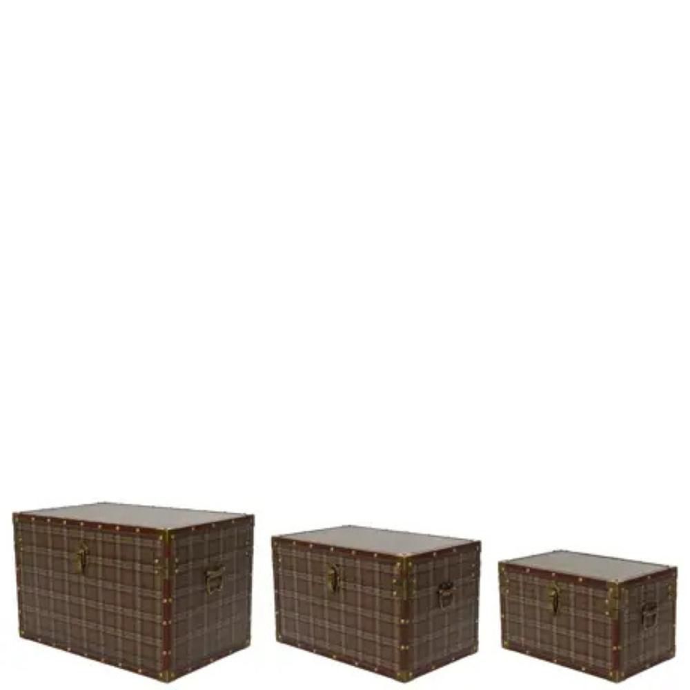 SET 3 SCATOLE MDF E PELLE 46X30 CM H.30 CM MARRONE SET 3 SCATOLE MDF E PELLE 46X30 CM H.30 CM MARRONE