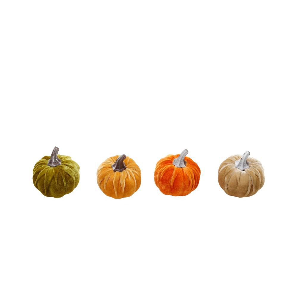 SET 12 ZUCCHE VELLUTO D.8,5 CM H.8 CM ARANCIO/GIALLO/VERDE/BEIGE