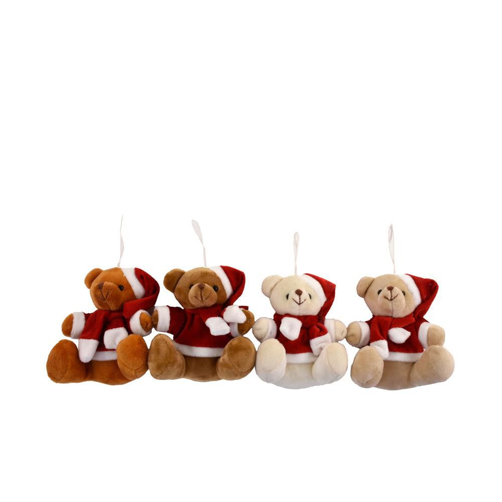 SET 4 ORSI PELUCHE H.13CM MARRONE