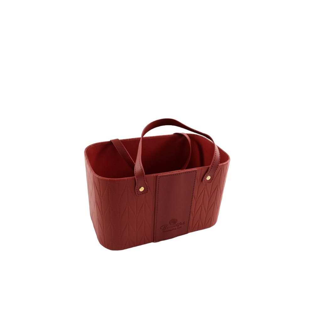 SCATOLA/BORSA REGALO RETTANGOLARE C/MANICI 24X15X14 CM ROSSO