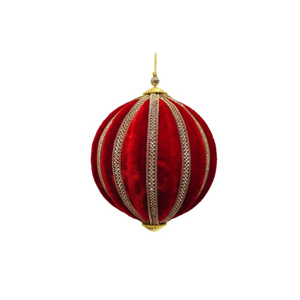 SET 3 SFERE VELLUTO C/BRILLANTINI MM.120 -MELON- ROSSO/ORO SET 3 SFERE VELLUTO C/BRILLANTINI MM.120 -MELON- ROSSO/ORO
