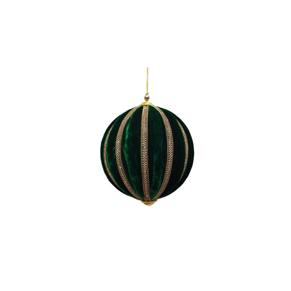 SET 3 SFERE VELLUTO C/BRILLANTINI MM.120 -MELON- VERDE/ORO SET 3 SFERE VELLUTO C/BRILLANTINI MM.120 -MELON- VERDE/ORO