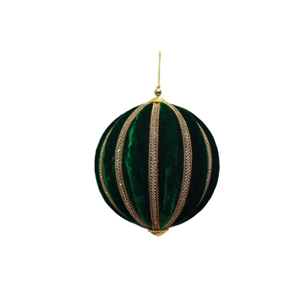 SET 2 SFERE VELLUTO C/BRILLANTINI MM.150 -MELON- VERDE/ORO SET 2 SFERE VELLUTO C/BRILLANTINI MM.150 -MELON- VERDE/ORO