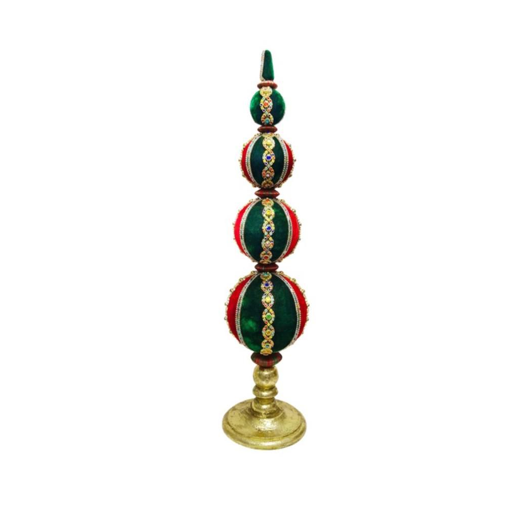 PUNTALE DA TAVOLO VELLUTO H.69 CM -BAROQUE- VERDE/ROSSO/ORO PUNTALE DA TAVOLO VELLUTO H.69 CM -BAROQUE- VERDE/ROSSO/ORO