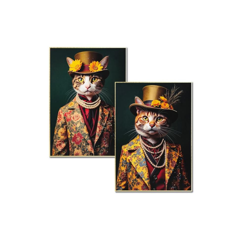SET 2 QUADRI -MR. CAT- 70X100 CM MULTICOLOR
