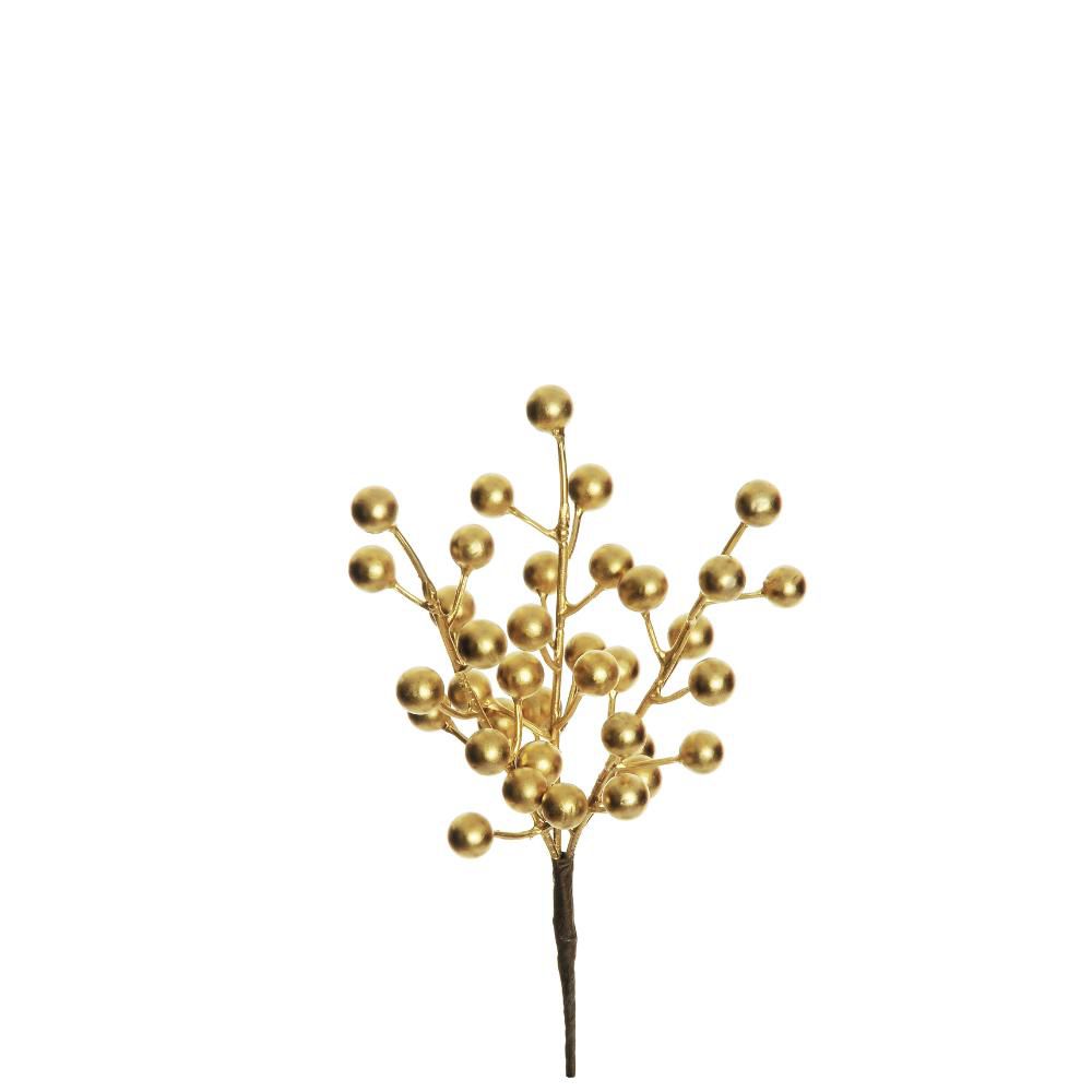 SET 6 BACCHE ILEX 3X 12F H.20 CM ORO SET 6 BACCHE ILEX 3X 12F H.20 CM ORO