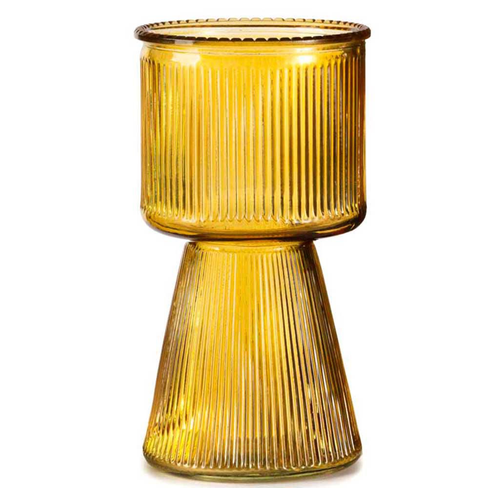 VASO VETRO LUSTRATO D.10 CM H.19 CM -STRIPED- AMBRA