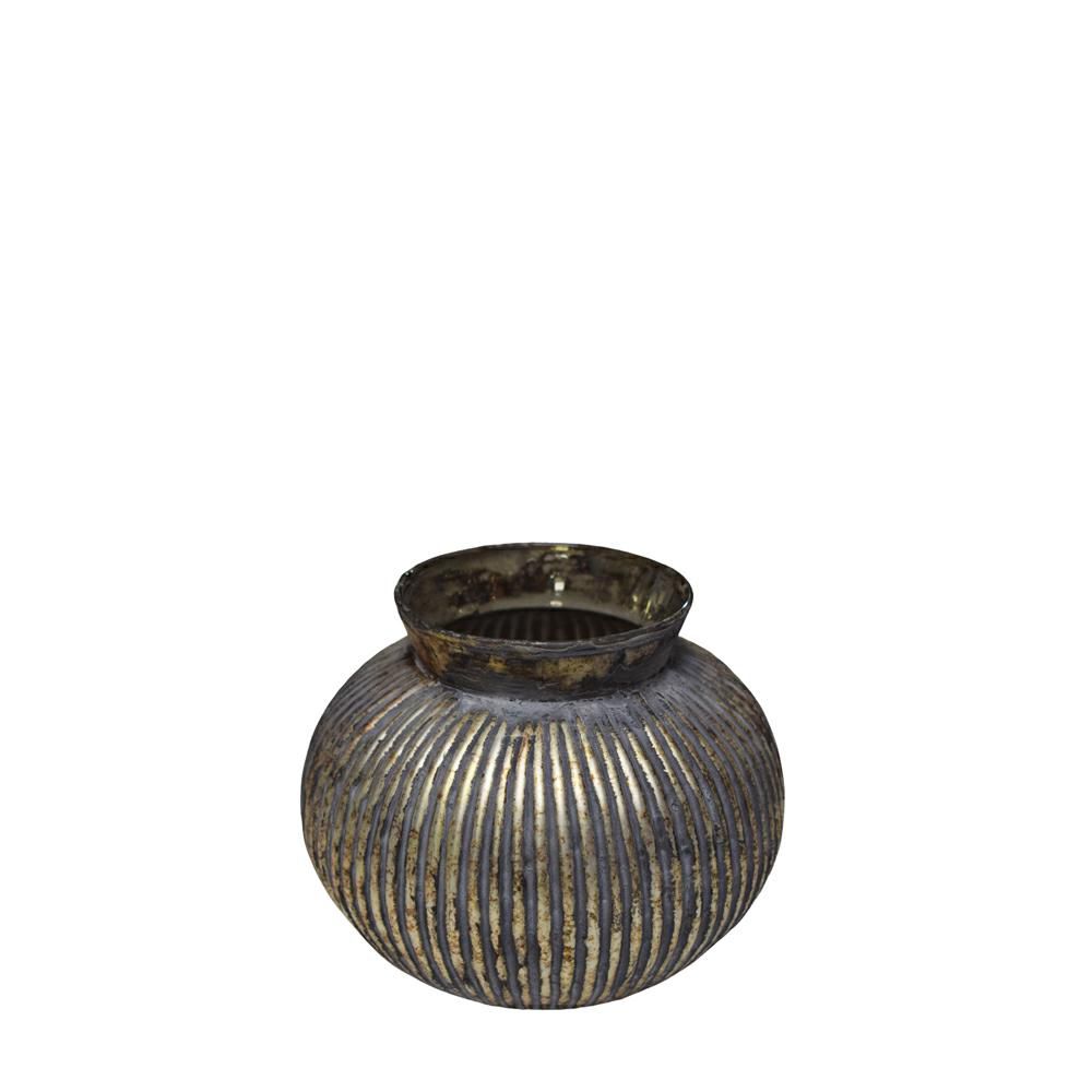 VASO VETRO D.16 CM H.13CM ORO ANTICATO VASO VETRO D.16 CM H.13CM ORO ANTICATO