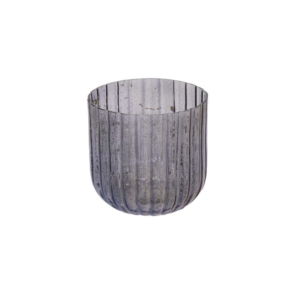 VASO VETRO D.15 CM H.15CM -MAURA RIBBED EGG- GRIGIO VASO VETRO D.15 CM H.15CM -MAURA RIBBED EGG- GRIGIO