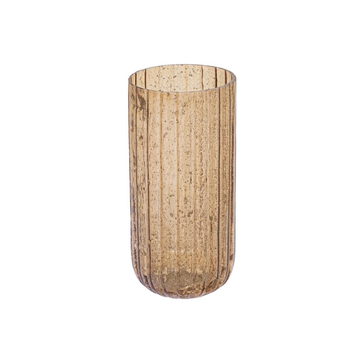 VASO VETRO D.12 CM H.25CM -MAURA RIBBED VASE- MARRONE VASO VETRO D.12 CM H.25CM -MAURA RIBBED VASE- MARRONE