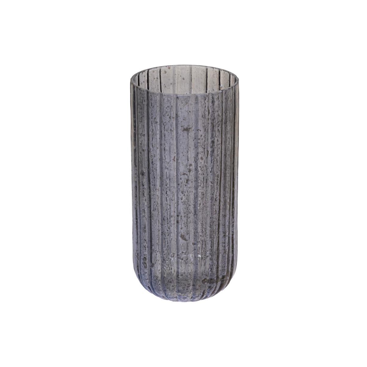 VASO VETRO D.12 CM H.25CM -MAURA RIBBED VASE- GRIGIO VASO VETRO D.12 CM H.25CM -MAURA RIBBED VASE- GRIGIO
