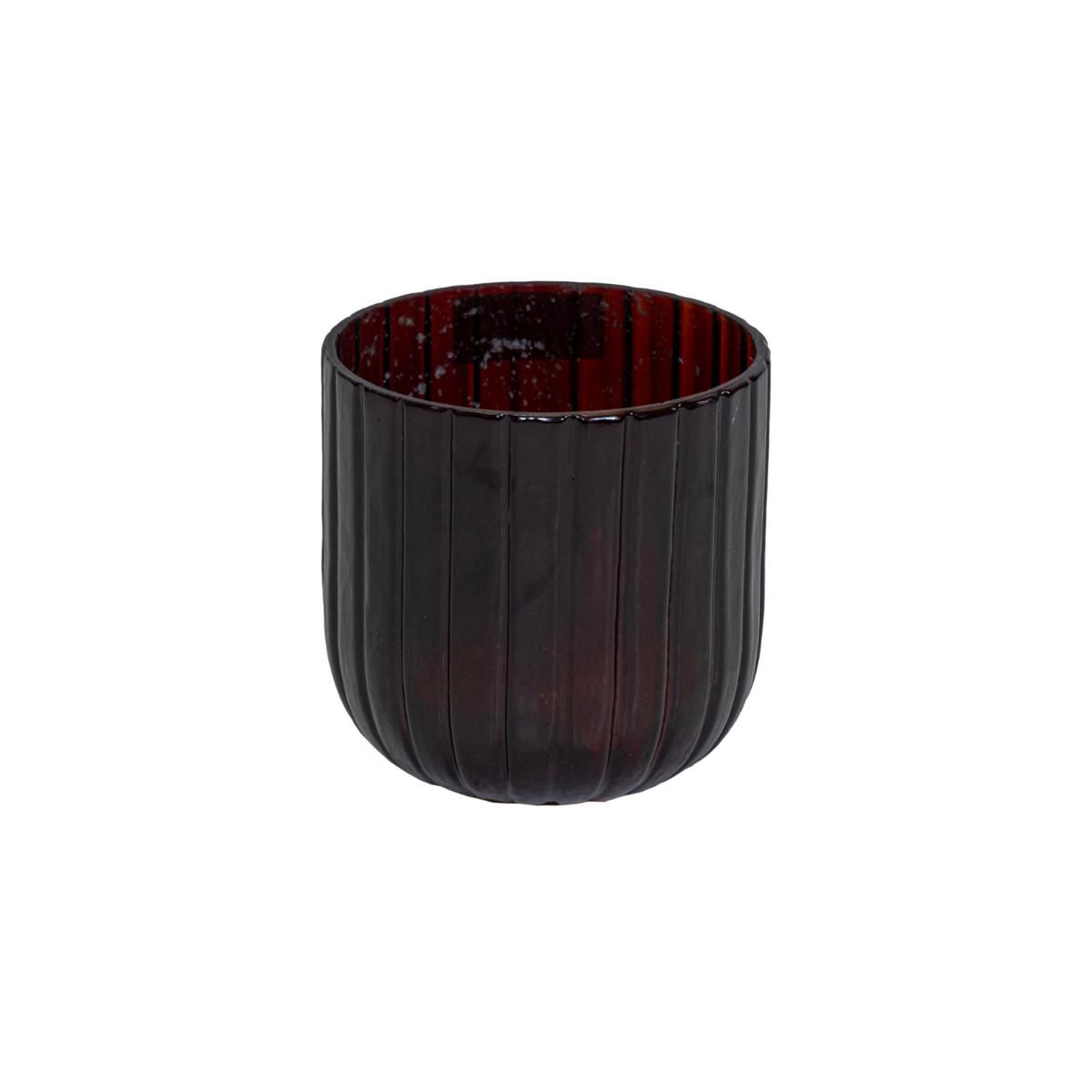 VASO VETRO D.15 CM H.15CM -MAURA RIBBED EGG- BURGUNDY VASO VETRO D.15 CM H.15CM -MAURA RIBBED EGG- BURGUNDY