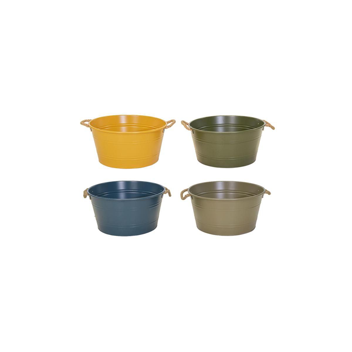 SET 4 OVALINE LATTA D.26 CM H.12,5 CM GIALLO/BLU/GRIGIO/VERDE SET 4 OVALINE LATTA D.26 CM H.12,5 CM GIALLO/BLU/GRIGIO/VERDE